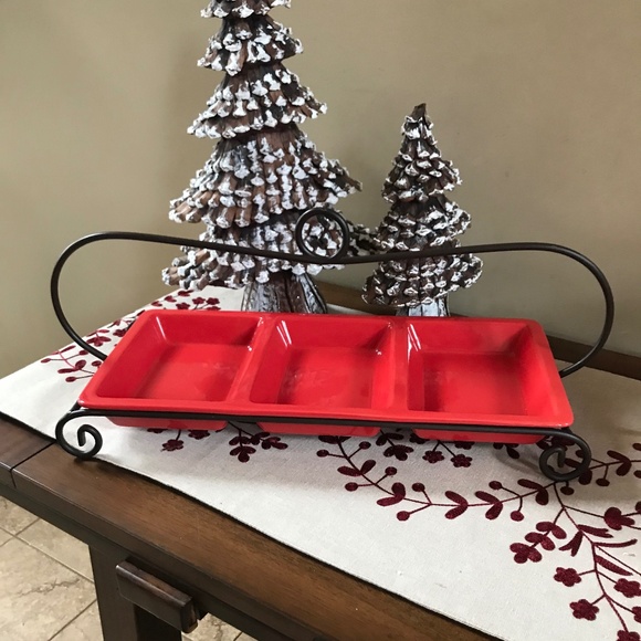 Caliente 3 Section Server with Stand Red and Bronze - Picture 1 of 5